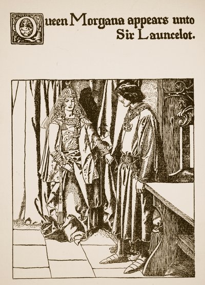 Queen Morgana appears unto Sir Launcelot, illustration from 